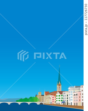 チューリッヒ　zurich　ミュンスター橋　フラウミュンスター　リマト川　スイス 117726730