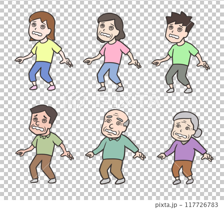 Illustration set of a person who is dizzy and about to fall Illustration set of a person who is dizzy and about to fall 117726783