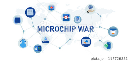 microchip war computer future modern technology processor device media tech chip design icon set 117726881