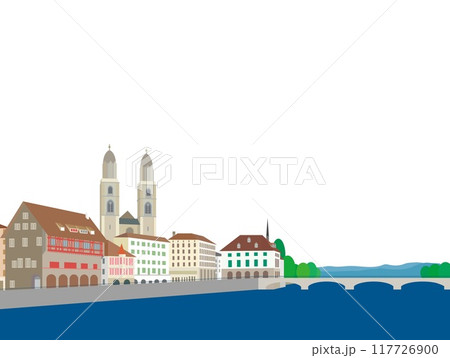 チューリッヒ zurich ミュンスター橋 グロスミュンスター リマト川 スイス チューリッヒ zurich ミュンスター橋 グロスミュンスター リマト川 スイス 117726900