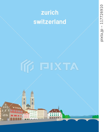 チューリッヒ　zurich　ミュンスター橋　グロスミュンスター　リマト川　スイス 117726910