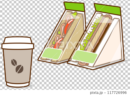コーヒーとサンドイッチのコンビニランチ 117726996