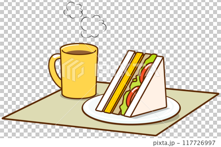 ホットドリンクとサンドイッチのセット 117726997