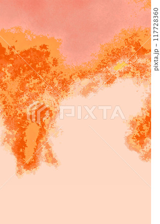 水彩　オレンジ　和紙　背景	 117728360