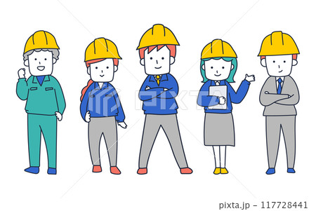 建設会社や工務店で働くプロフェッショナルな男女のチーム 117728441