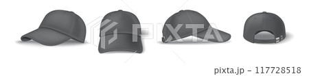 Casual black baseball cap mockup template vector illustrations 117728518