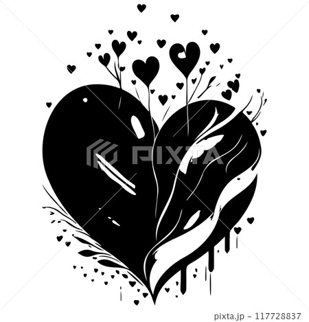 water color Heart love valentine illustration draw element 117728837