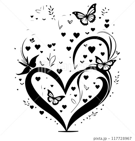 love with butterfly valentine illustration draw element 117728967
