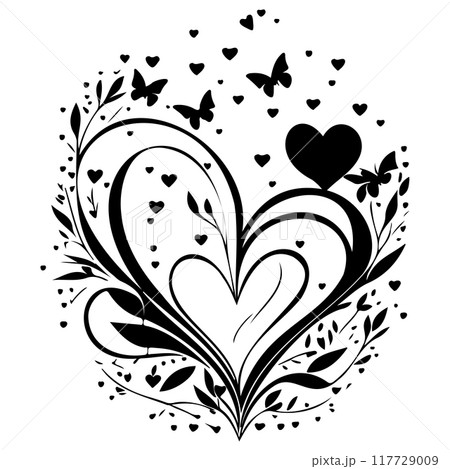 love with butterfly valentine illustration draw element love with butterfly valentine illustration draw element 117729009