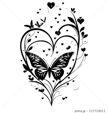 love with butterfly valentine illustration draw element love with butterfly valentine illustration draw element 117729011