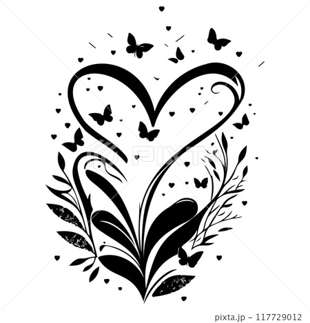 love with butterfly valentine illustration draw element 117729012