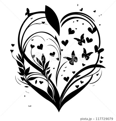 love with butterfly valentine illustration draw element 117729079