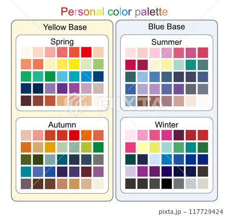 パーソナルカラーパターン色見本のイラスト パーソナルカラーパターン色見本のイラスト 117729424
