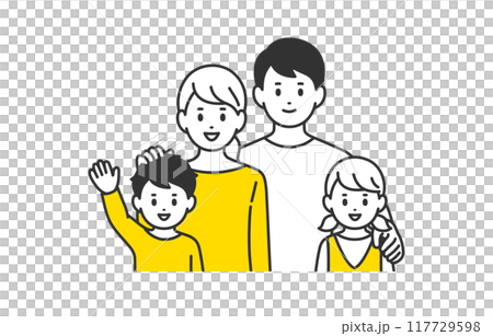 微笑的育兒家庭/家庭上半身套【人物向量圖素材】 117729598