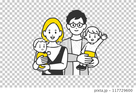 Smiling child-rearing household/family upper body set [People vector illustration material] 117729600