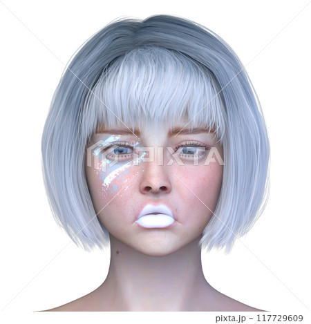 女性の顔アップ 117729609
