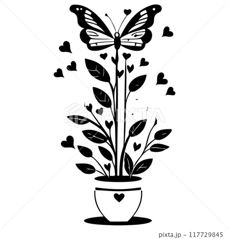 love Heart Shaped Tree Valentine illustration draw element 117729845