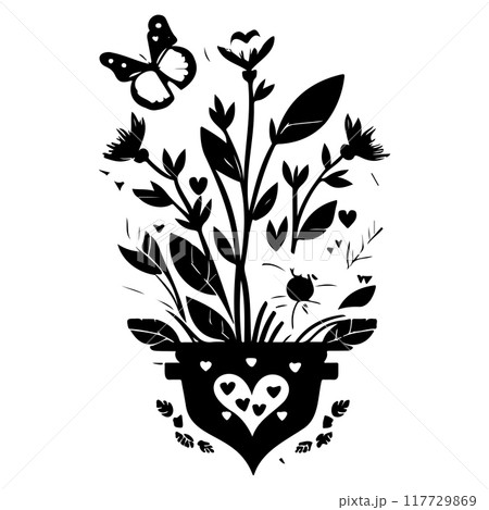 love Heart Shaped Tree Valentine illustration draw element 117729869