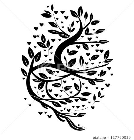Valentine tree hearts and two birds illustration sketch element Valentine tree hearts and two birds illustration sketch element 117730039