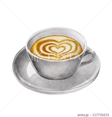 Cup of coffee with a saucer with foam Cup of coffee with a saucer with foam 117730255