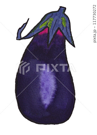 手描きの水彩画(絵手紙)「茄子」 手描きの水彩画(絵手紙)「茄子」 117730272