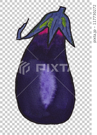 手描きの水彩画(絵手紙)「茄子」 手描きの水彩画(絵手紙)「茄子」 117730272