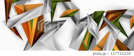 Minimal geometric abstract background. Low poly dynamic triangle design. Trendy techno business template for wallpaper, banner, background or landing 117731220