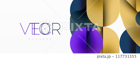 Minimal round shapes geometric abstract background. Circle design. Trendy techno business template for wallpaper, banner, background or landing 117731355