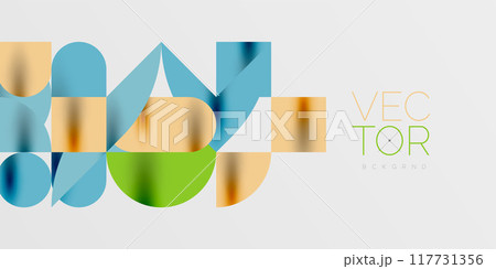 Circles, semi circles, squares and round shapes mosaic techno art. Vector Illustration For Wallpaper, Banner, Background, Card, Book Illustration, landing page 117731356