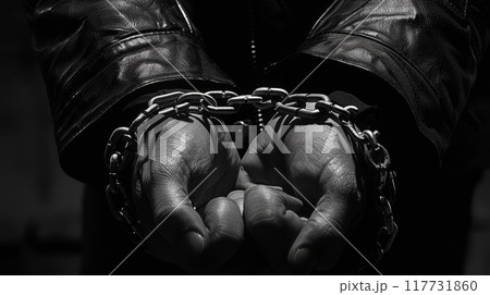 チェーンで手を縛られた人 117731860