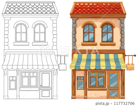 Charming Two-Story House Illustration 117732706