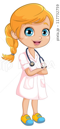 Cheerful Cartoon Nurse Character 117732759