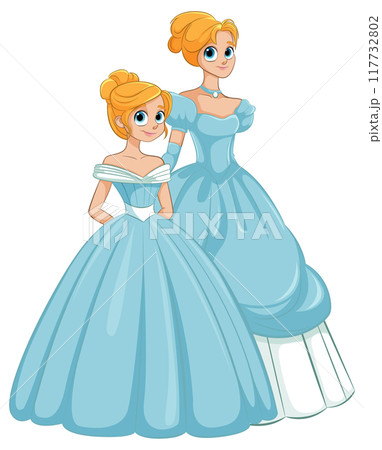 Elegant Princesses in Blue Gowns 117732802