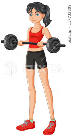 Fitness Girl Lifting Weights 117732805