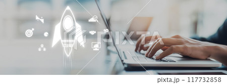 Business growth and startup launch concept EIDE 117732858