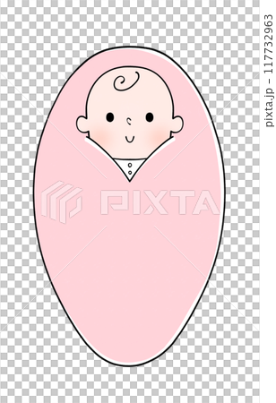 Illustration of a baby wrapped in a swaddling cloth Illustration of a baby wrapped in a swaddling cloth 117732963