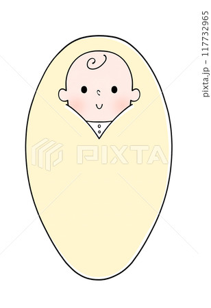 おくるみに包まれた赤ちゃんのイラスト 117732965