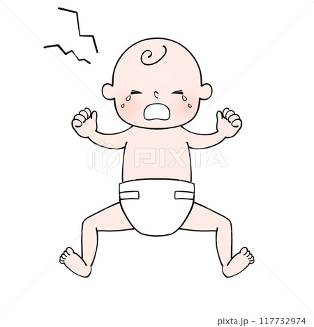オムツをした赤ちゃんのイラスト 117732974