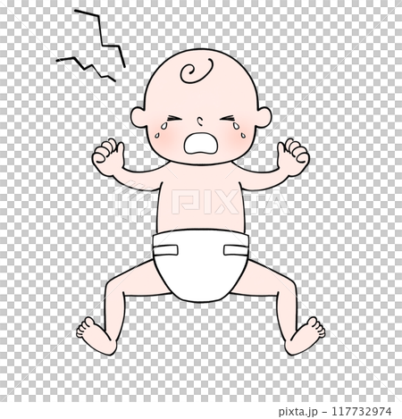 Illustration of a baby in a diaper 117732974