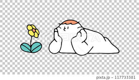 A person looking at flowers A person looking at flowers 117733381
