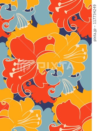 Lily flowers retro minimalism pattern 117734249