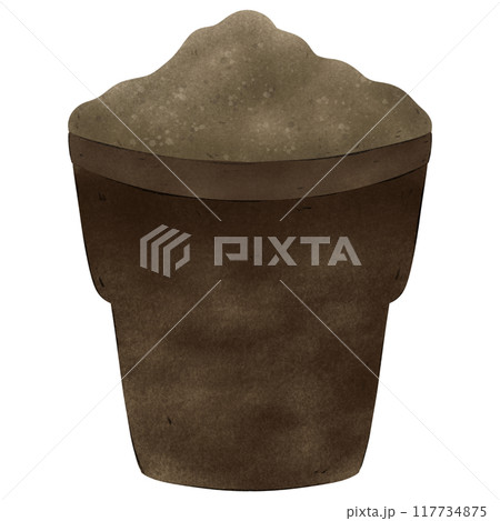 Illustration of garden, hand drawing set of soil, sprout, garden, clay 117734875