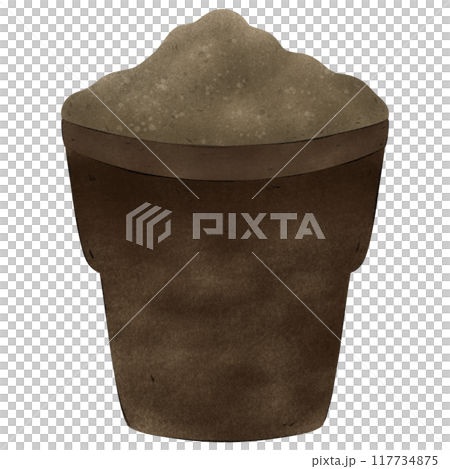 Illustration of garden, hand drawing set of soil, sprout, garden, clay 117734875