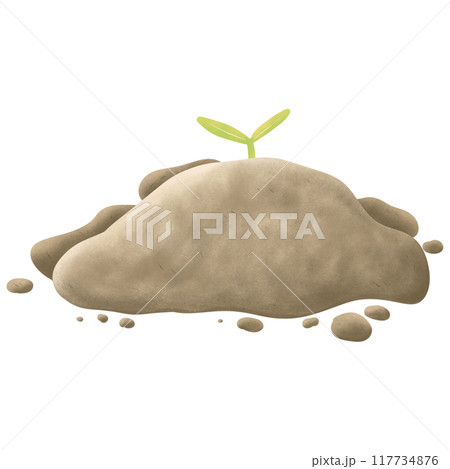 Illustration of garden, hand drawing set of soil, sprout, garden, clay 117734876