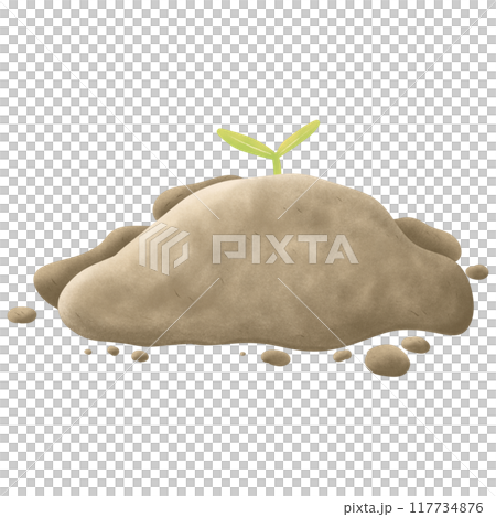 Illustration of garden, hand drawing set of soil, sprout, garden, clay 117734876