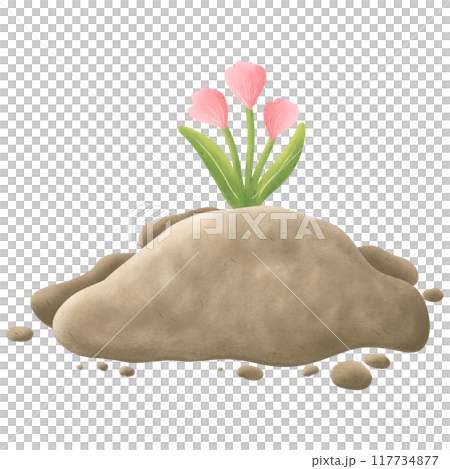 Illustration of garden, hand drawing set of soil, sprout, garden, clay 117734877