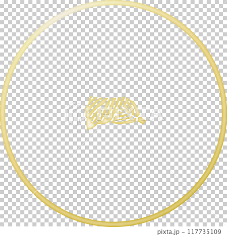 家紋 糸輪に豆折れ柏【金色】 家紋 糸輪に豆折れ柏【金色】 117735109