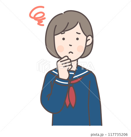 悩んでいるセーラー服の女子学生 悩んでいるセーラー服の女子学生 117735206