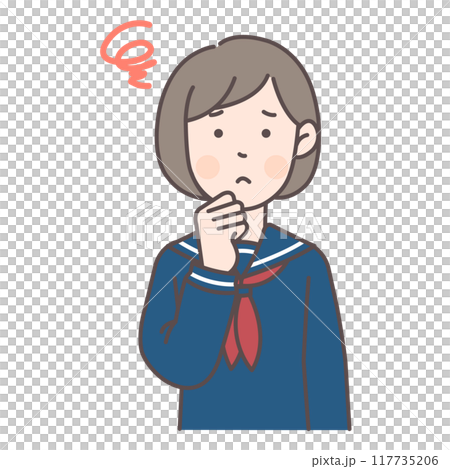 悩んでいるセーラー服の女子学生 悩んでいるセーラー服の女子学生 117735206