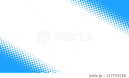 青色のハーフトーンのコーナー飾り　16：9 117735258